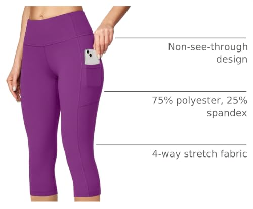 Image of Ewedoos Capri Leggings for Women High Waisted Yoga Pants with Pockets for Women Tummy Control Workout Leggings Yoga Capris