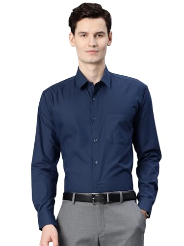 Image of Majestic Man Men's Solid Cotton Blend Wrinkle-Resistant Slim Fit Easy-Iron Formal & Office Wear