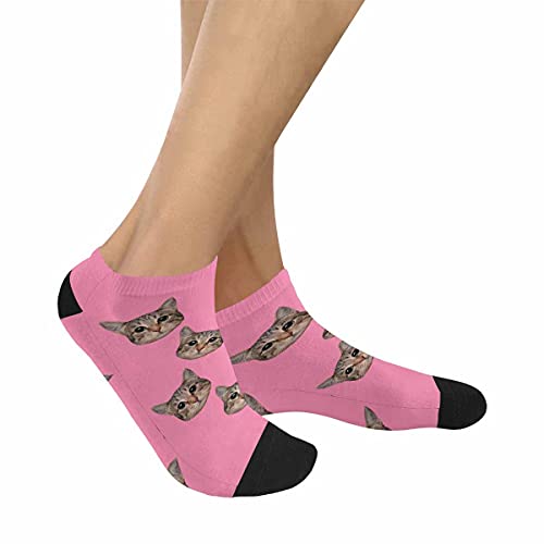 Artsadd Custom Women's No Show Ankle Socks with Face - Personalized Athletic Funny Socks for Women & Girls