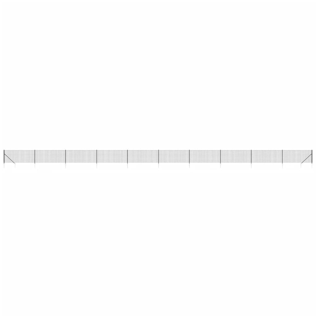 Wire Mesh Fence with Spike Anchors Anthracite 0.8x25 m Galvanised Steel PVC Coated Security Barrier for Garden Property Animal Enclosure