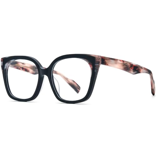 Image of HEPIDEM Gradient Multicolor Acetate Glasses Frame Women Big Oversize Eyeglasses 2023 New Spectacles Eyewear