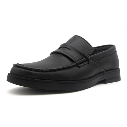 Men's Leather Penny Loafers Slip-on Casual Classic Lightweight Dress Shoes for Men