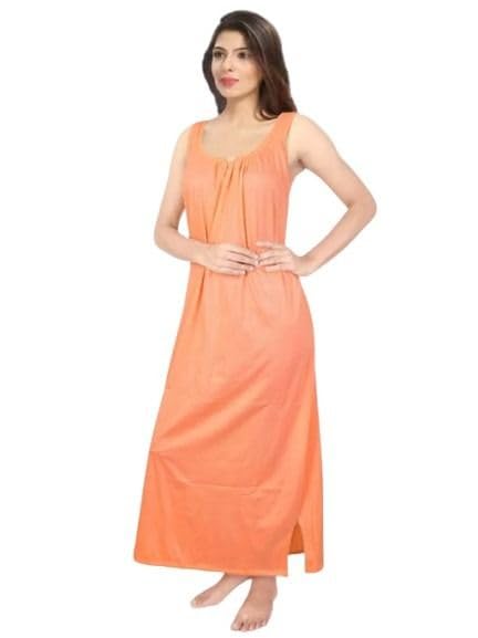 Women Cotton Sleeveless Maternity Nightdress Solid Peach-image-13