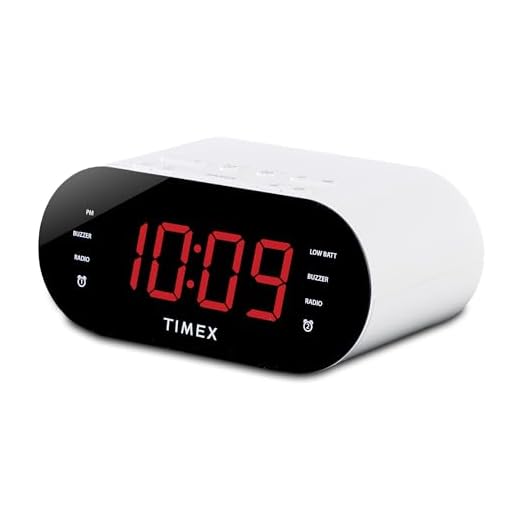Timex Alarm Clock for Bedroom with FM Radio and 10 Station Presets, Clock Radio with USB Charger, Dual Alarms and Large Display- White(T232W)