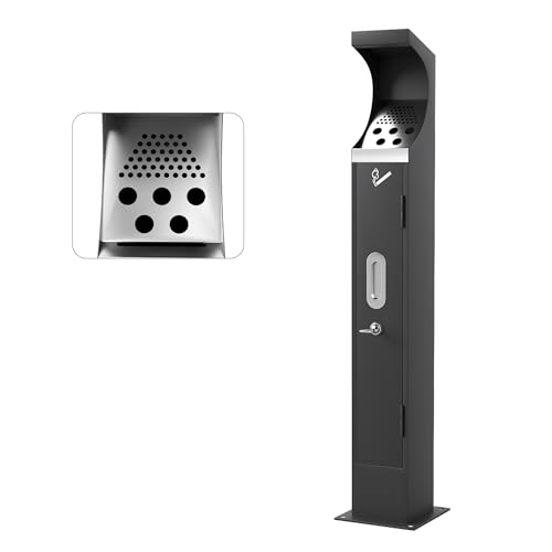 AIWFL Commercial Steel Trash Receptacle Outdoor, Standing Trash Can with Inner Bucket, Large Capacity, Trash Disposal for Home/Park/Hotel/Lobby/Office