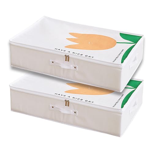 LLZJDDPLY Paquete de 2 Almacenamiento Hogar, Plegables Cajas Almacenamiento Closet, Doble Cremallera, Ropa, Zapatos, Edredones, Juguetes(60x40x20cm/24x16x8in)