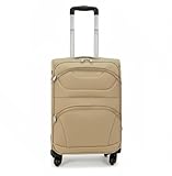 COSHANO Maleta de Cabina Trolley de Tela Equipaje de Mano Viaje avión 4 Ruedas Giratorias Muy Ligera y Resistente Maletin de piloto (Beige)