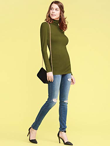 Image of Lock and Love Women's Turtleneck Top Lightweight Long Sleeve Slim Fit Pullover, Soft Rayon Stretch Layering Basic, S-3XL