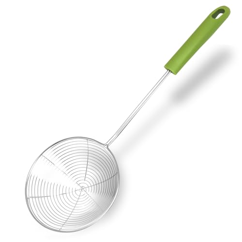 Fackelmann Schiumarola a ragno con manico in plastica riciclata certificata GRS, materiale parte funzionale in acciaio inossidabile, dimensioni Ø 12 x 36 cm