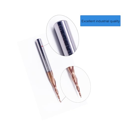Image of 2Pcs Tapered Ball Nose End Mill - 1 /4 inch Shank, 3 inch Overall Length, 0.5mm Tip Radius (R0.5), 4.82 Per Side Angle - Precision CNC Tool for Hard Metals, Wood & Plastic (Professional & DIY Use)