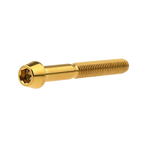 Image of Titanium Ti Bolt M5x9 16 18 20 25 30 35 40 45 50 55 60mm Tapered Head Screws Pack of 4 (M5x45mm, Gold)