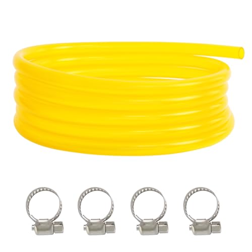 13 Feet Long Fuel Line Gas Tube Fuel Transfer Hose (ID 12.5mm * OD 17.5mm) with Hose Clamps, High Transparency, Corrosion Resistance PVC Material for