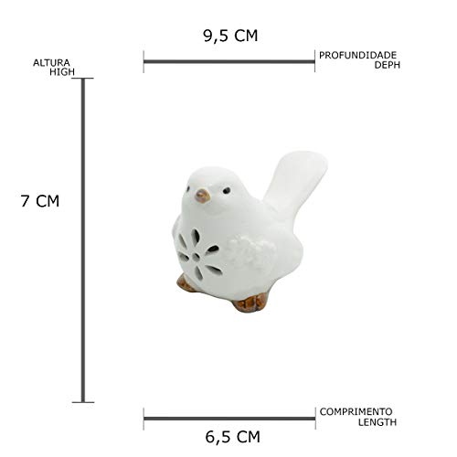 Pássaro Decorativo de Cerâmica Lyor Branco 9.6x6x7cm
