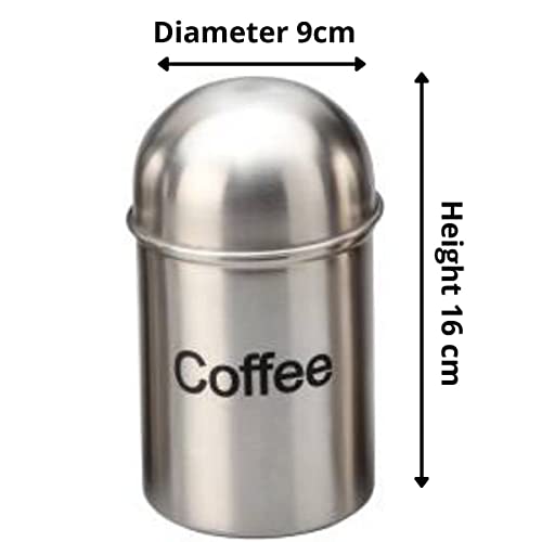 REBOUND Tea Coffee Sugar Canisters With Airtight Lid - Set Of 3 Polished Stainless Steel Silver Grey Kitchen Storage Jars/Containers - Image 3