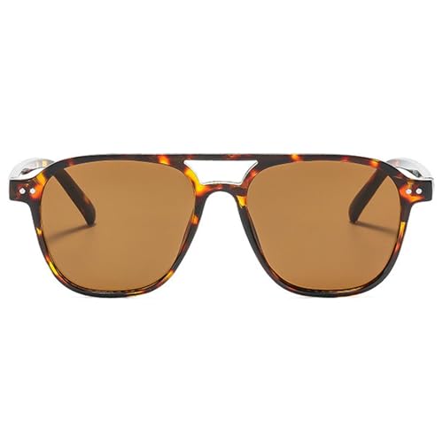 willochra Classic 70s Square Pilot Sunglasses Womens Vintage Double Bridge Designer Trendy Green Leopard Sunnies