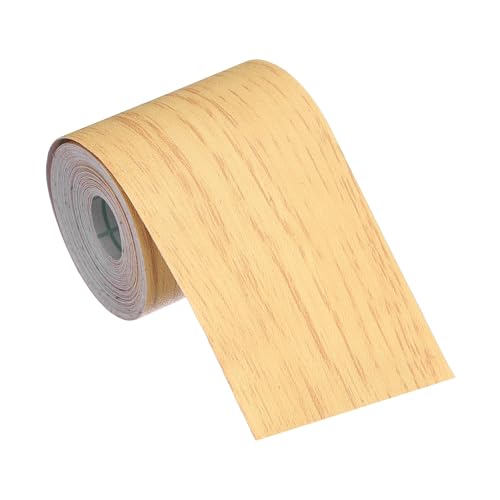 Image of MECCANIXITY Wood Grain Repair Tape, 2 Inch x 16 Feet Self Adhesive Wood Grain Tape Multi-Purpose Wallpaper Border Trim for Furniture Floors Windows Doors Tables Home, Bright Yellow