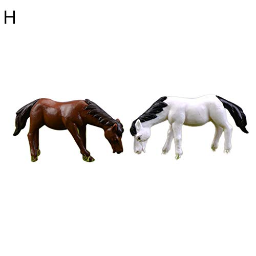 pittospwer 2/4Pcs Resin Horse Turtle Windmill Miniature Dollhouse Ornament Garden Decoration H (2pcs horse) H