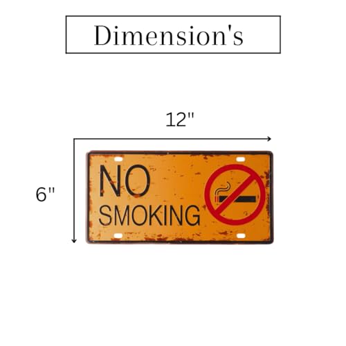 Image of Eazywagon No Smoking Yellow Multipurpose Metal Signs - License Wall Plate, Decorative Car Tag - Ideal for Cafe, Restaurant, Shop, Home, Hotel, Club, Office, Living Area
