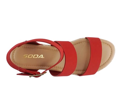 Image of Soda Top Shoe Bryce Open Toe Buckle Ankle Strap Espadrilles Flatform Wedge Casual Sanda