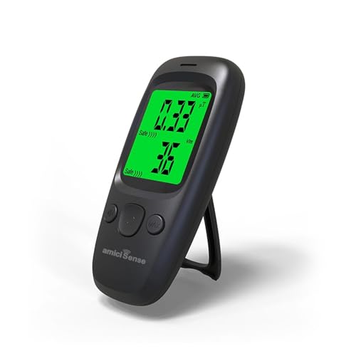 Image of amiciSense Electromagnetic Radiation Tester EMF Meter with LCD Display & Alarm | Dual Electric (1-1999 V /m) and Magnetic Field (0.01-99.99 μT) Detection | Fast 0.4s Sampling for Home, Office, Medical
