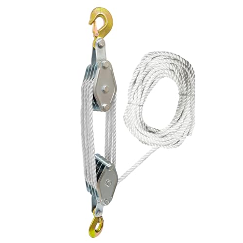 GTHTUHFD High Gth 6:1 Pulley System - 2200 Lb Capaci Heavy Du Rope Hoist For Efficient Lifting In Worhop & Outdoor Applicats - Block And Tackle Solut