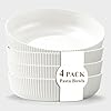 Kyraton Pasta Bowls Set of 4, Salad Bowls White Soup Bowls 1.1L Large Pasta Serving Bowl Plastic Unbreakable Serving Dishes Dinner Bowls (White)