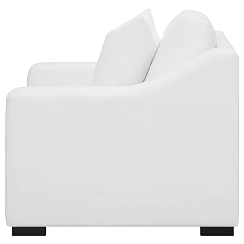 Sillón con tapizado de tela blanco y brazos rectos miniatura 5