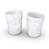 tv tassen kaufen Farbe: weiß Fiftyeight Becher Set 2 Vergnügt und Verdutzt / weiß / OHNE Henkel