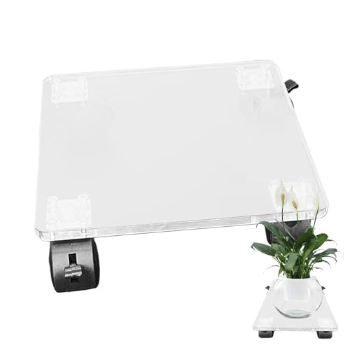 Support de fleurs pour pots de fleurs carré en acrylique transparent à roulettes