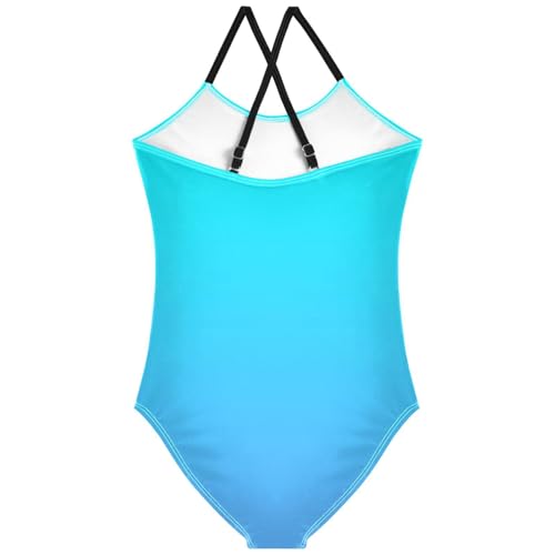 Pigsaly Girls One Piece Swimsuits Gradient Blue Kids Cross Back Swimwear Toddler Beach Sport Bathing Suit 3T2