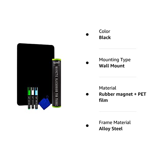 Magnetic Black Dry Erase Board For Fridge With Easy-Erase Surface - 12 X 8 In - Includes 3 Neon Chalk Markers And Eraser - Refrigerator Chalkboard #TOP7