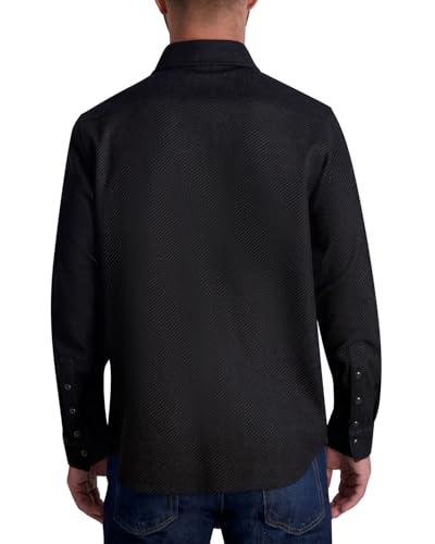 KARL LAGERFELD Men's Chest Pockets Long Sleeve Mixed Pattern Shirt Jacket3