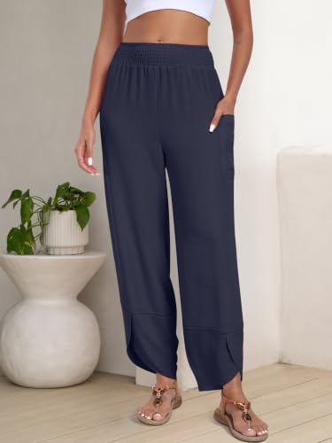 Image of ANRABESS Womens Wide Leg Palazzo Capri Barrel Pants