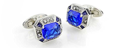 1 Par de Mancuernillas para Hombre Cristal Azul Hueco miniatura 1