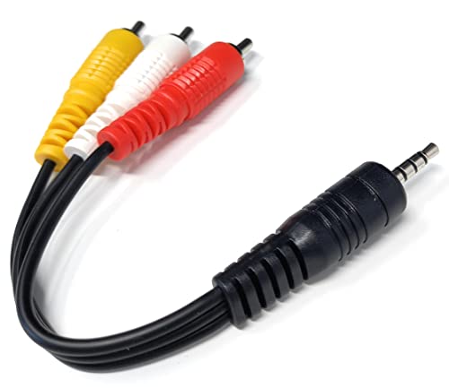 DRUT 25cm short 3.5mm 4 Pole Jack Plug to 3 x RCA Phono Composite Audio Video AV AUX Lead Cable 0.8ft - Image 3