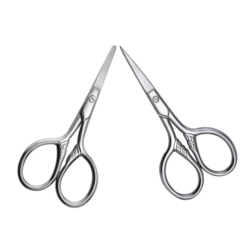 Gogogmee 2個小さな眉毛用ハサミ ステンレス製 顔の毛用トリムハサミ ま毛 ヒゲ 鼻毛 整理に適したコンパクトデザイン 軽量で携帯便利