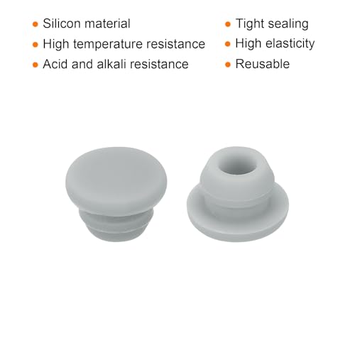 Image of MECCANIXITY 10pcs Silicone Snap in Locking Hole Plugs,6.5mm /0.3 Inch Mounting Diameter Narrow Groove Width 2mm Panel Seal Cover Round for Kitchen Bulkheads Waterproof Sealing Plugs Grey