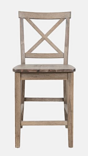 Set de 2 Butacos Jofran de Madera de Acacia con Respaldo en X, Altura de Barra, Color Brushed Bisque miniatura 1