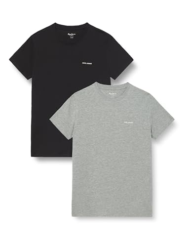 Pepe Jeans Camiseta elástica con Logotipo básico para Hombre, Color Gris (Gris Jaspeado), Talla S, Gris (Gris Marga), S