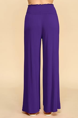 Made By Johnny Women's Elastic High Waisted Palazzo Pants Casual Wide Leg Long Lounge Pant Trousers with Pocket3