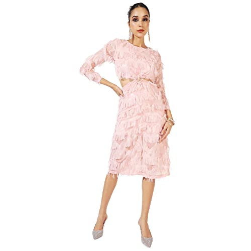 Image of PINACOLADA Women's Solid Dress for Casual Wear | Regular Sleeve | Quality Stretchable Fabric | Dress Crafted with Enhanced Stretch and Comfort Fit for Everyday Wear
