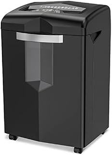Bonsaii Shredder for Heavy Duty Office Use,24 Sheets P-4 60 Minutes Cross Cut Shredder with 27 Litres Pullout Basket & 4 Casters,Shreds Credit Cards/Staples/Clips (C144-D)