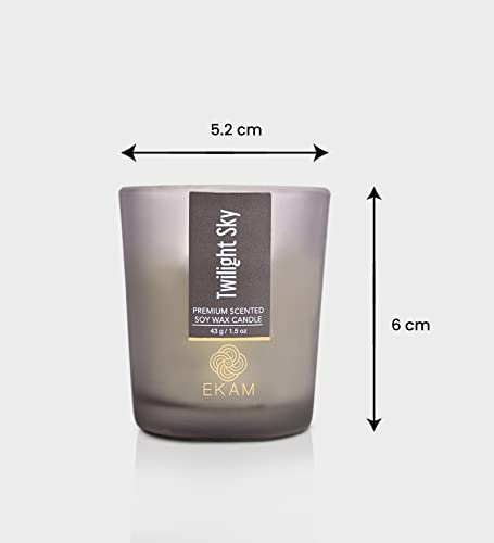 Image of EKAM Twilight Sky Votive Soy Wax Scented Candle, 40 Grams, 10 Hours Burn Time| Long Lasting Premium Candles | Ideal for Home Decor | Gifting & Aromatherapy (Pack of 6)