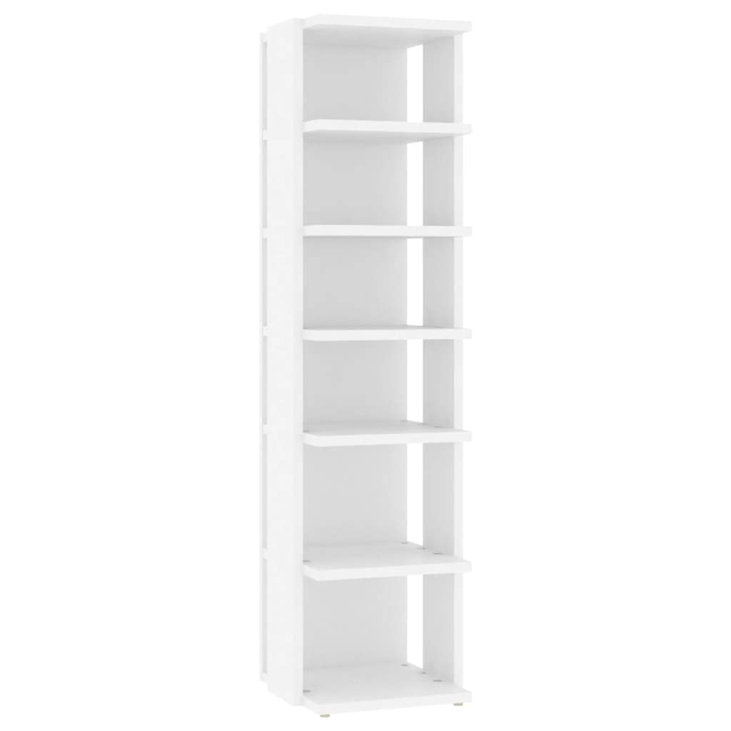 Zapatero de madera 27,5 x 27 x 102 cm, color blanco, armario de madera para zapatos, armario estrecho para zapatos, zapatero alto, estrecho, armario alto y elegante