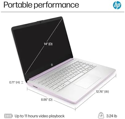 HP AI-Powered 14" HD Laptop with Microsoft Office and 1TB Cloud Storage Included for 1-Year| 8GB RAM|128GB SSD| Intel 4-Core CPU| Webcam|Ultra Light| Windows 11| RK Bundle|Purple - 5