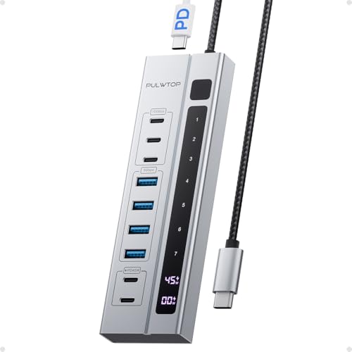 Image of 9-in-1 USB 3.2 Data Hub, Power Adapter NOT Included, Powered USB C Hub with 3 x USB-C 10Gbps, 4 x USB-A 5Gbps and 2 x 24 /45W USB-C PD Charging Ports USB Hub