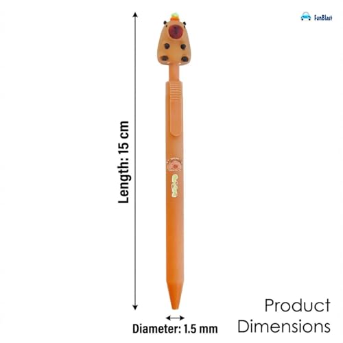 Image of FunBlast Gel Pens for Writing, 5 Pcs Gel Pen & 1 Pcs Highlighter Pen, with Comfortable Grip for Smooth Writing, Kawaii Pens, Stationery for School & Office (Blue Ink) (Capybara)