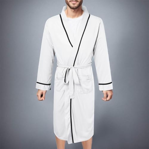Albornoz ligero de algodón estilo kimono con bolsillos y cinturón 4