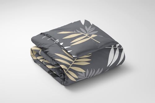 Image of LOOMLYFE 300 TC All Season King Size AC Comforter || Blanket || Duvet for Double Bed with 1 Flat Bedsheet and 2 Large Pillow Covers - 4 Piece Comforter Set - GreyLeaves