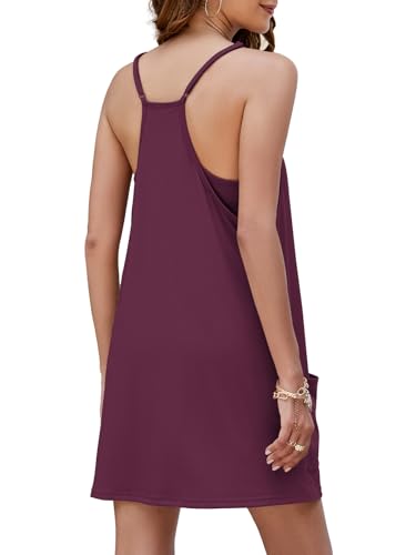 Image of Nirovien Womens Tennis Dress Workout Mini Dress with Shorts Sleeveless Spaghetti Straps Golf Athletic Dresses